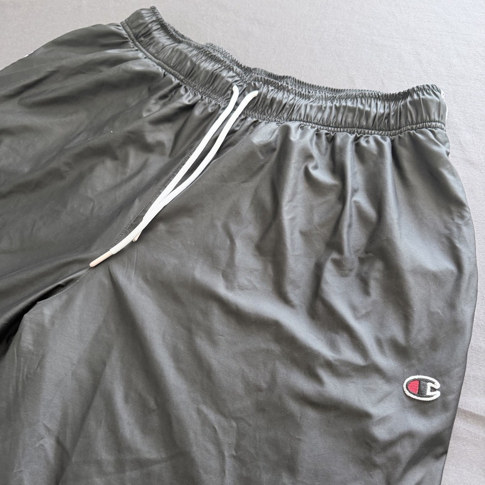 Champion Track Pants Black XL Mesh Lined Zip Ankle Elastic Waist Pockets